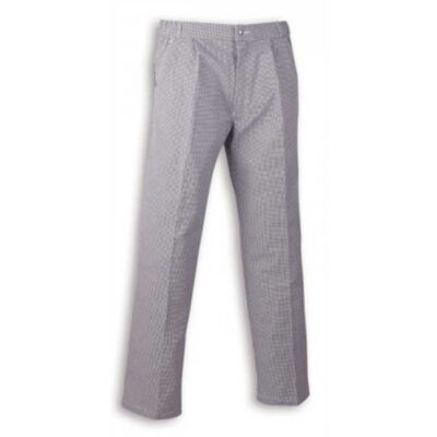 PANTALON CHEF PIED DE POULE BLANC/BLEU